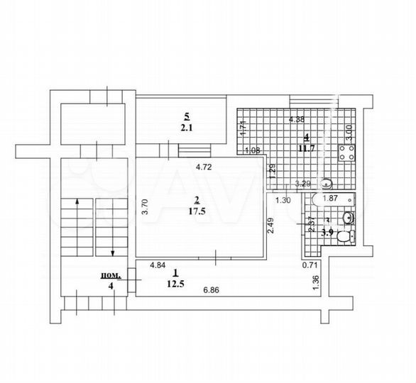 1-к. квартира, 49 м², 1/5 эт.