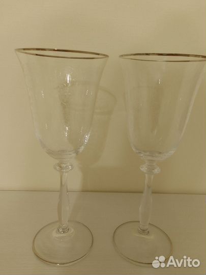 Пара свадебных бокалов. Богемское стекло