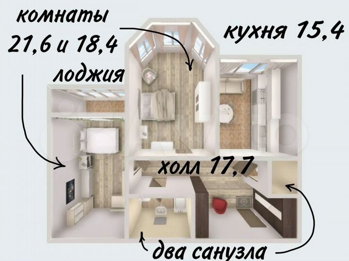 2-к. квартира, 81 м², 7/9 эт.