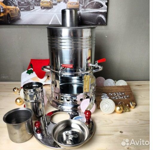 Самовар турецкий 8л. жаровой на дровах, 2 крана