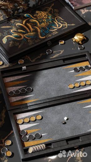 Нарды премиум кожаные