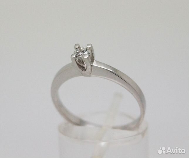 Золотое кольцо с бриллиантом Ф 3.4 мм