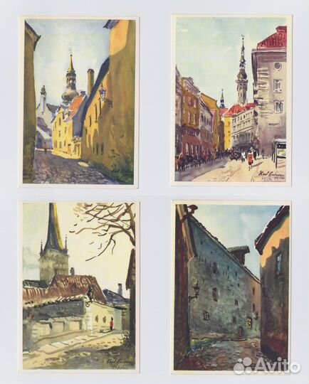 Таллин акварель Бурман набор соцреализм Эстонская