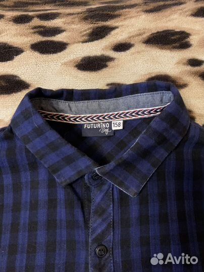 Рубашка теплая в клетку и школьная голубая