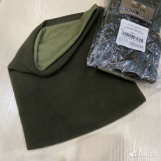 Шарф-снуд двухслойный, труба, флис, хаки