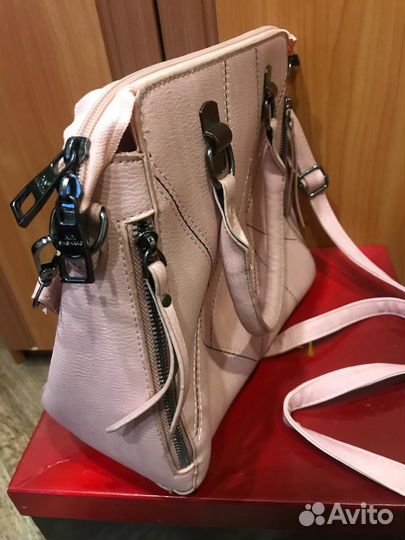 Сумка женская кожаная розовая