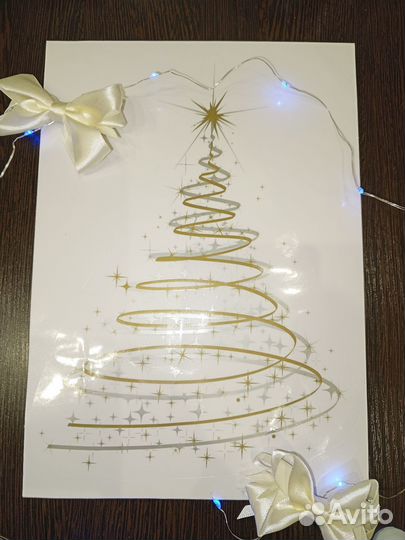 Набор новогодних наклеек для декора интерьера