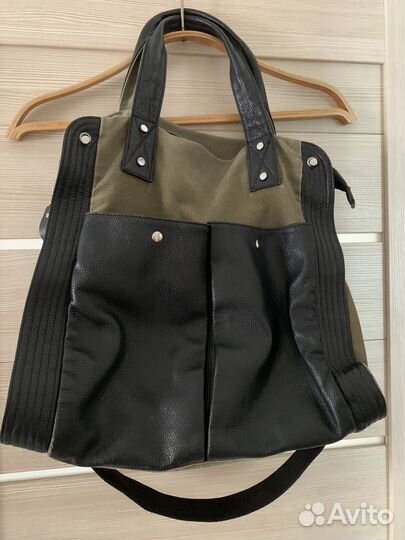 Сумка натуральная кожа и текстиль