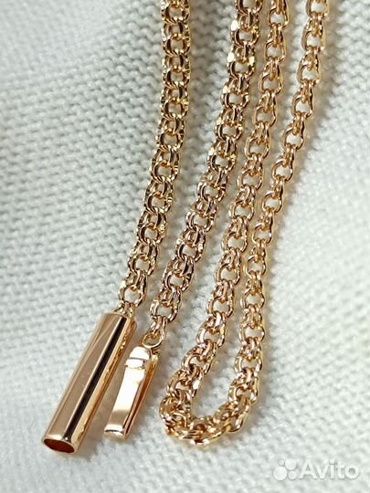 Золотая цепочка Бисмарк, полновесная, замок коробочка, длина 50 см, вес 6,12г