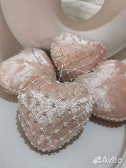 Новогодний набор бархатное сердце ручной работы