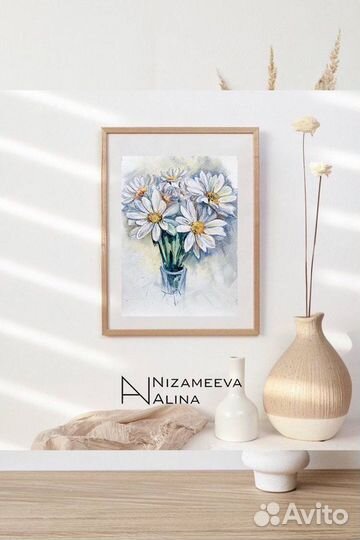 Интерьерная картина (пастель) «Ромашки»