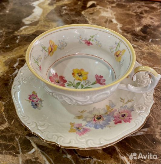 Чайная пара антикварная Райхенбах фарфор