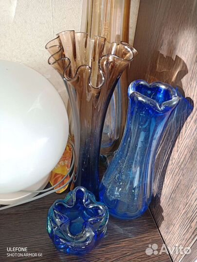 Вазы из цветного стекла СССР