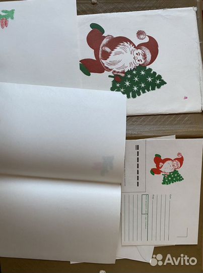 Новогодние рождественские конверты и бумага винтаж