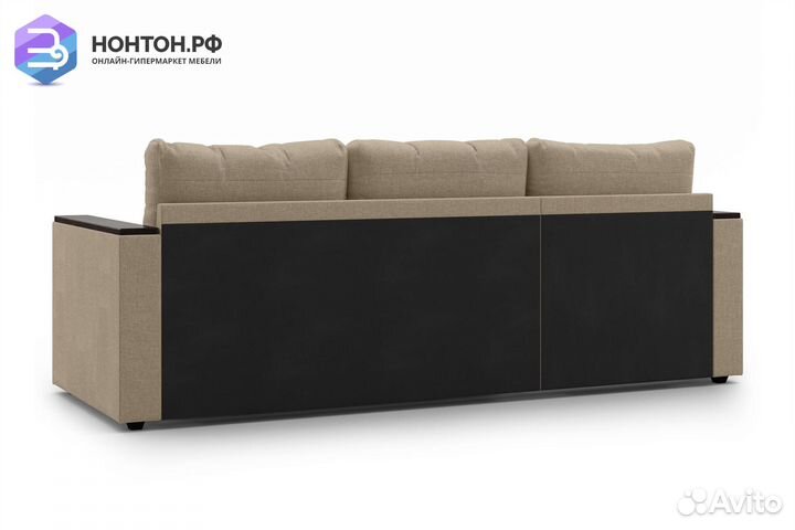 Угловой диван дельфин Атланта Лайт бежевый / корич