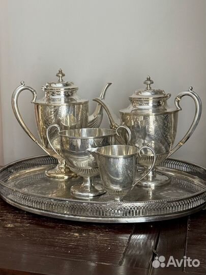 Чайный сервиз, посеребрение, XIX век