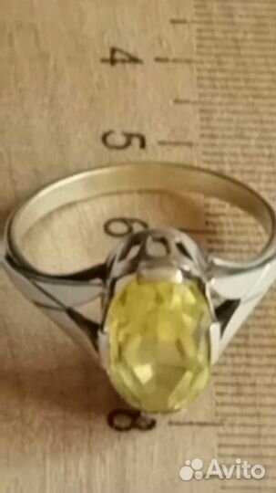 Серьги, кольцо СССР(корунд цитрина)