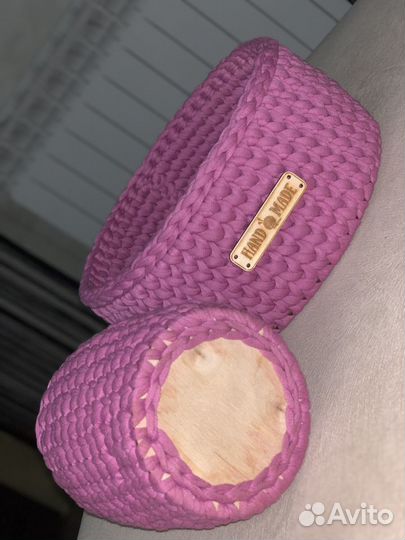 Набор вязаных интерьерных корзинок для хранения