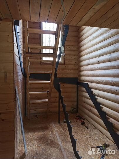 Лестница металлическая, деревянная, металлокаркас
