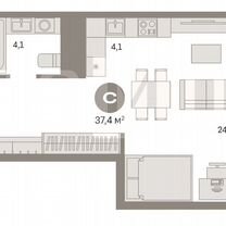 Квартира-студия, 37,4 м², 4/9 эт.