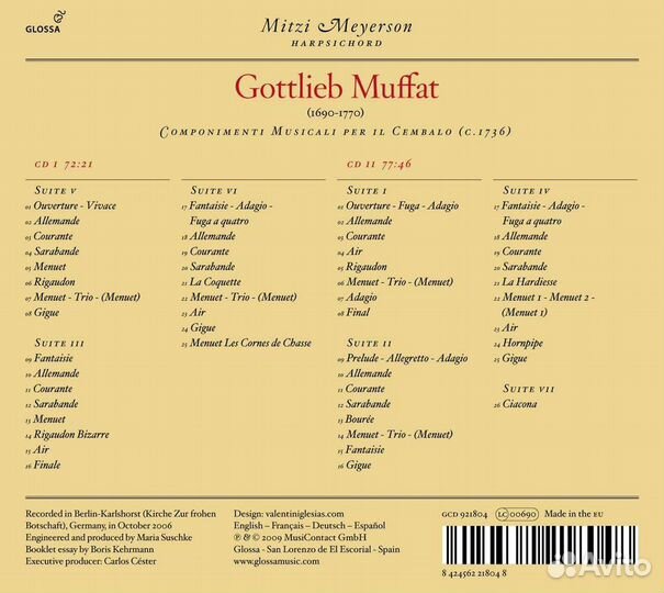 Gottlieb Muffat (1690-1770) - Componimenti musicali - Suiten Nr.1-7 (2 CD)