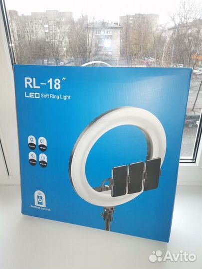 Кольцевая лампа 45см RL-18blue (с сумкой)