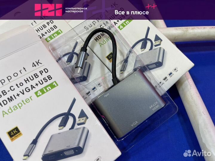 Новый переходник Type-с to hdmi-VGA-usb 4k