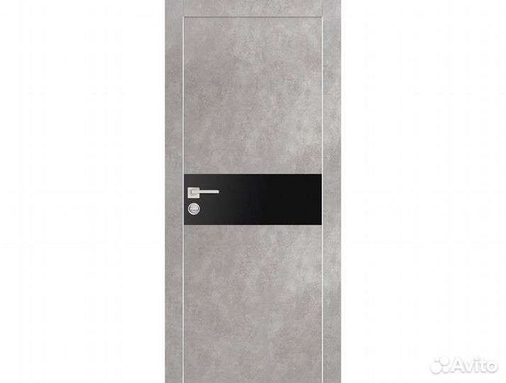 Дверь PX-3 AL Серый бетон со стеклом 200х60см