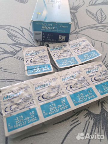 Линзы -3.75 9.00 acuvue moist