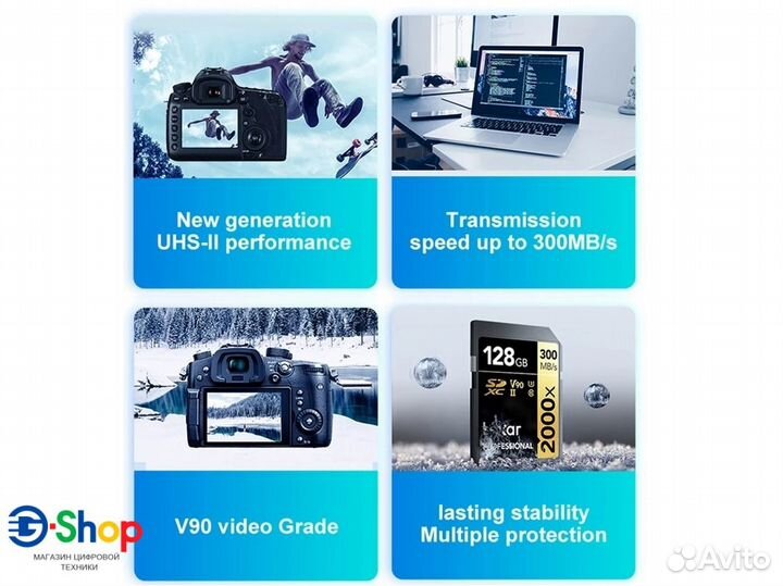 Карты памяти SD Lexar 2000X 8K V90 64/128Gb