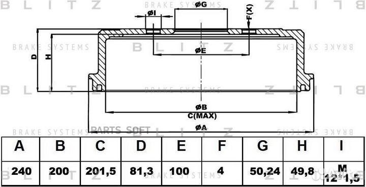 Blitz BT0112 Барабан тормозной