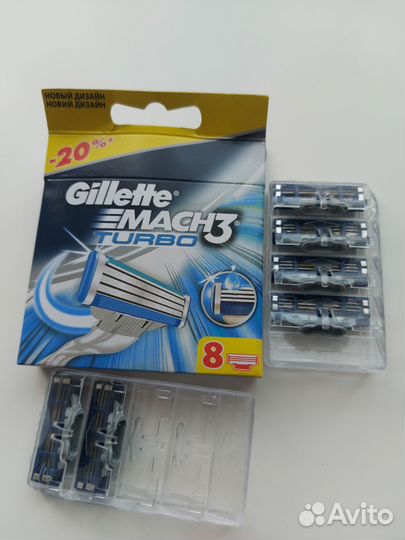 Сменные кассеты лезвия gillette mach3 новые