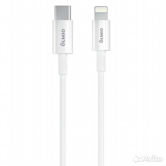 Кабель PD, Type-C - Lightning, 1м, 30W, 3А, белый