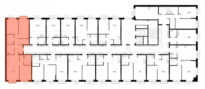 3-к. квартира, 77,9 м², 6/9 эт.