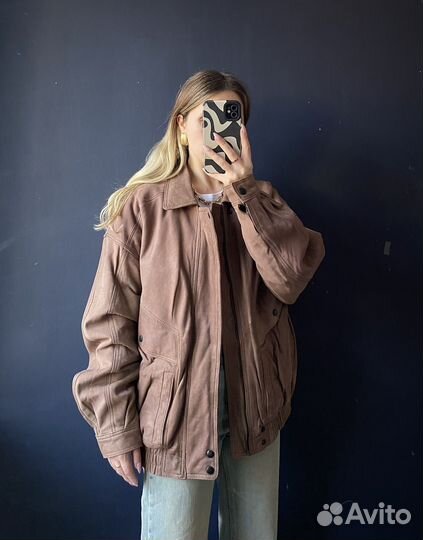 Винтажный бомбер из кожи