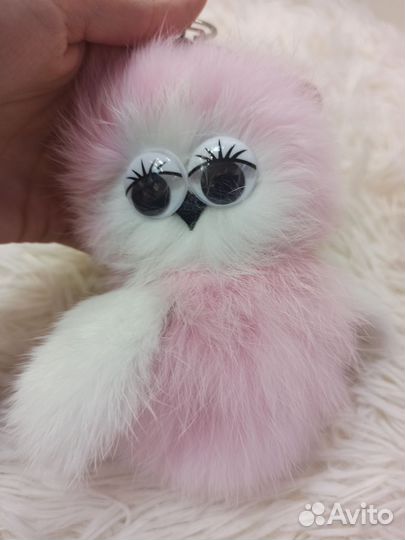 Брелок сова розовый