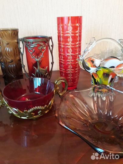 Ваза цветное стекло СССР. Цветной хрусталь