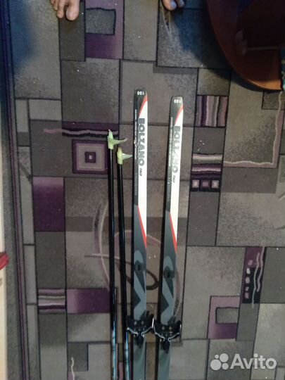 Беговые лыжи 160см.,палки 125см