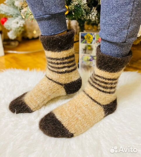 Носки Теплые Мужские из козьего пуха и шерсти овцы