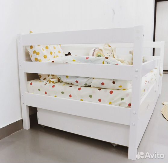 Кроватка с доп. местом Софа Выкатная детская берёз