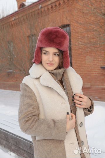 Шапка ушанка кролик
