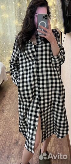 Длинное платье-рубашка