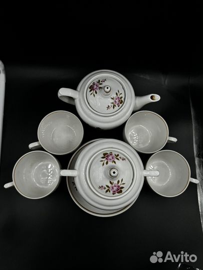 Сервис чайный пионы фарфоровый вербилки СССР