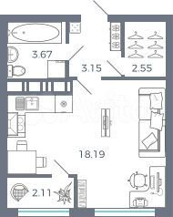 Квартира-студия, 29,7 м², 8/17 эт.