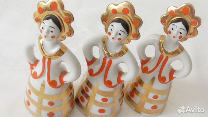 Статуэтки Дулево. Матрешки в кокошниках. 2 шт