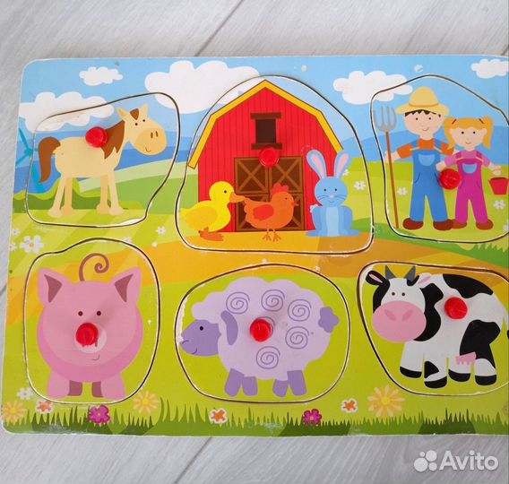 Развивающие деревянные игрушки, пазлы,пирамида