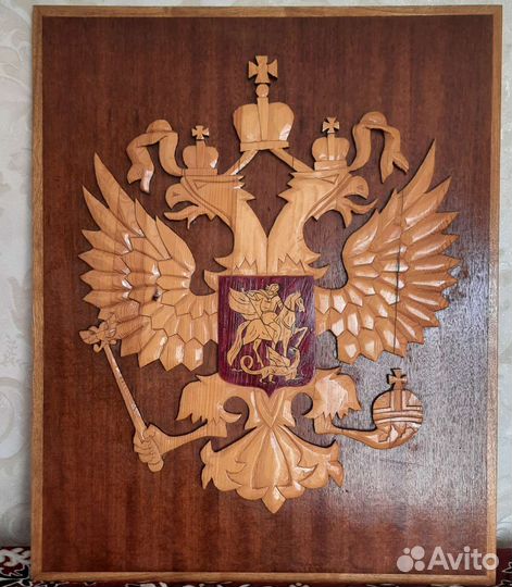 Герб России из дерева,размер 55*75