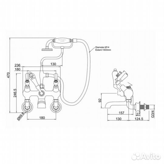 Смеситель для ванны Burlington Regent KER19-QT BLA