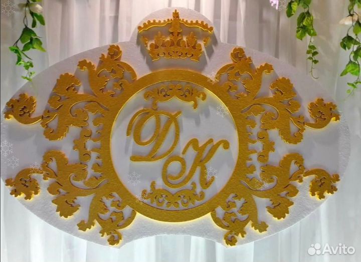 Монограмма на свадьбу из акрила, дерева