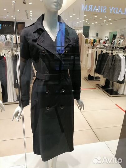 Синий фирменный хлопковый плащ Лондон темно-синий